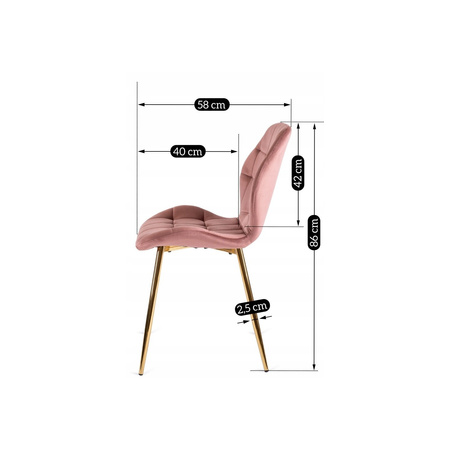 Krzesło tapicerowane nowoczesne na złotych nóżkach glamour