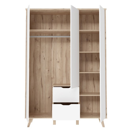 Szafa uchylna dwudrzwiowa z szufladami na nóżkach VANKKA