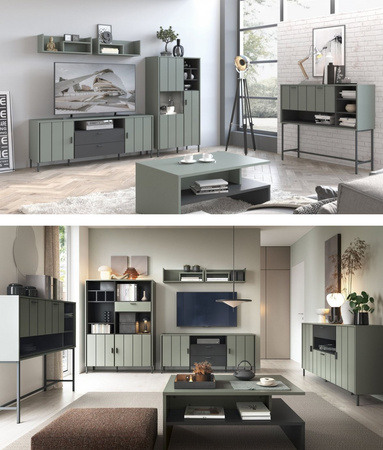 Półka wisząca nad telewizor, dekoracje i książki z przegrodą do salonu Shirley