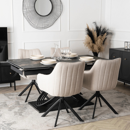 Krzesło kremowe obrotowe nowoczesne tapicerowane Mumbai