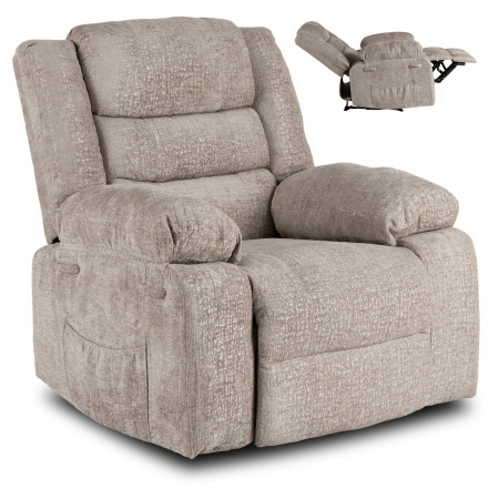 Fotel rozkładany beżowy z podnóżkiem Arturo