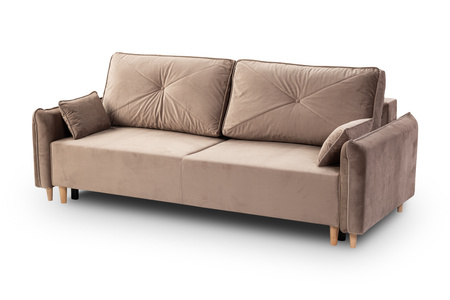 Sofa trzyosobowa na nóżkach beżowa rozkładana nowoczesna Monako II