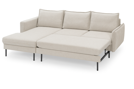 Narożnik beżowy modułowy na nóżkach rozkładany z funkcją spania Bjork Sweet Sit