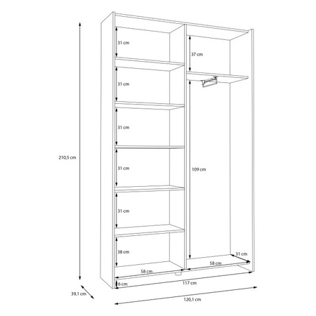Szafa ubraniowa przesuwna 120 cm  biała Home Nook