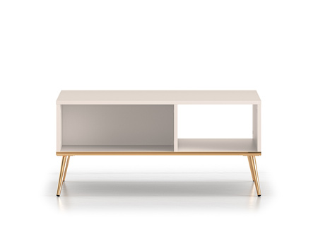 Stolik kawowy prostokątny na złotych nóżkach do salonu Selgin