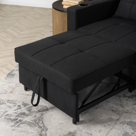 Fotel jednoosobowy rozkładany amerykanka czarna Solor