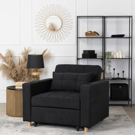 Fotel jednoosobowy rozkładany amerykanka czarna Solor