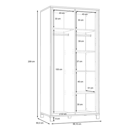 Szafa uchylna wysoka do sypialni Trondheim Forte