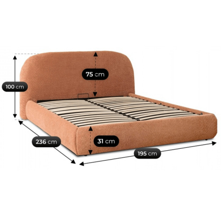 Łóżko tapicerowane z podnoszonym stelażem 160x200 Rosso