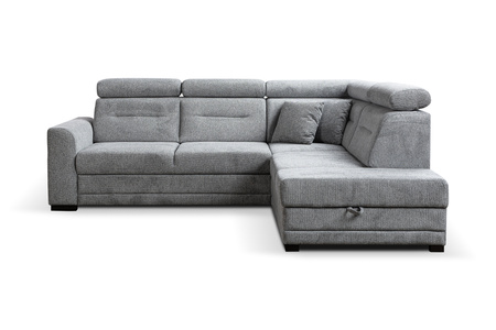 Narożnik szary modułowy z funkcją spania i pojemnikiem na pościel Salto 