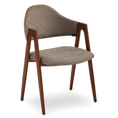 Krzesło tapicerowane do jadalni Ruiz beżowe/orzech