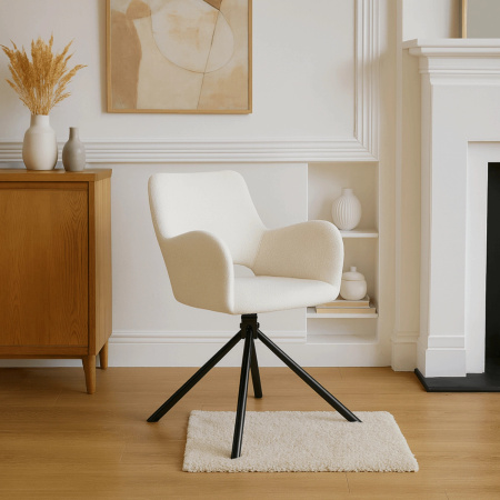 Krzesło obrotowe kremowe do jadalni Flav