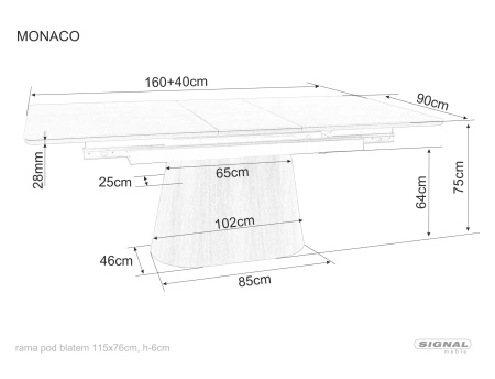 Stół ceramiczny rozkładany prostokątny do jadalni Monaco 