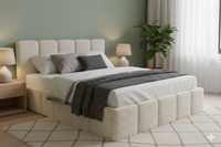 Łóżko tapicerowane 160x200 cm z pojemnikiem na pościel do sypialni Bazylides