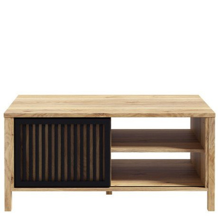 Stolik kawowy z lamelami i półkami do salonu w stylu loftowym Jytana Forte