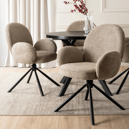 Krzesło obrotowe beżowe tapicerowane do jadalni Musso