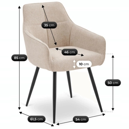 Krzesło beżowe tapicerowane do jadalni Palma 