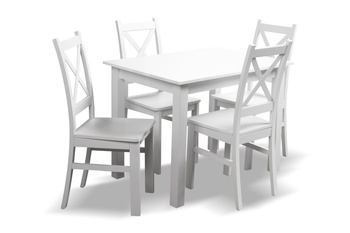 Zestaw stół biały prostokątny z 4 krzesłami 100x70 cm Aosta