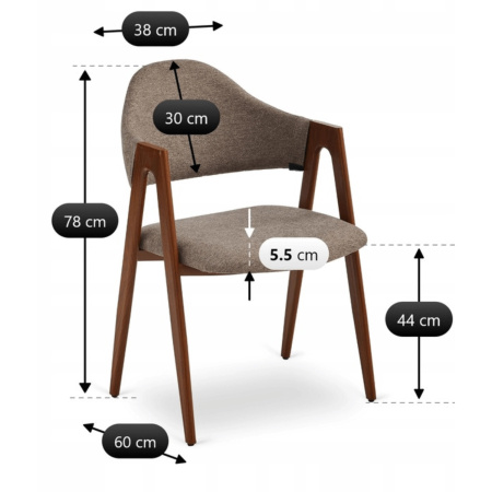 Krzesło tapicerowane do jadalni Ruiz beżowe/orzech