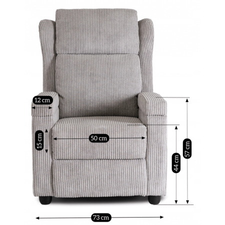 Fotel rozkładany jednoosobowy wypoczynkowy z podnóżkiem szary nowoczesny Spencer  