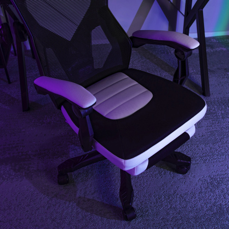 Fotel obrotowy dla gracza nowoczesny czarny/biały