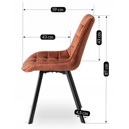 Krzesło welurowe rude nowoczesne do jadalni Rick