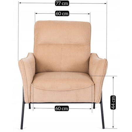 Fotel wypoczynkowy jednoosobowy na nóżkach beżowy