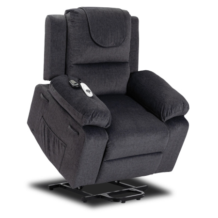 Fotel elektryczny masujący rozkładany z funkcją wstawania  ciemny popiel Fenix