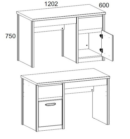 Biurko komputerowe do pokoju młodzieżowego JAZZ 1D2S/120 Mebel Bos