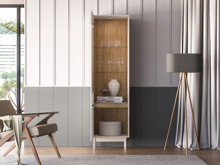 Witryna wysoka szklana podświetlana do salonu Dunea ML Meble