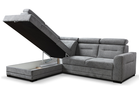 Narożnik rozkładany modułowy z ruchomymi zagłówkami szary Salto