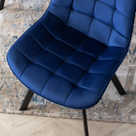 Krzesło do jadalni welurowe granatowe w stylu loftowym Rick