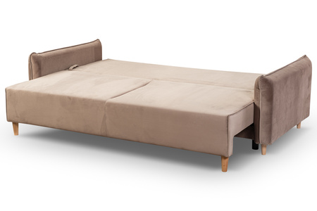 Sofa trzyosobowa na nóżkach beżowa rozkładana nowoczesna Monako II