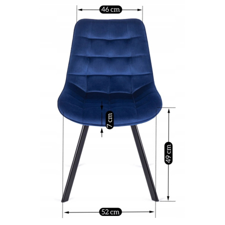 Krzesło do jadalni welurowe granatowe w stylu loftowym Rick