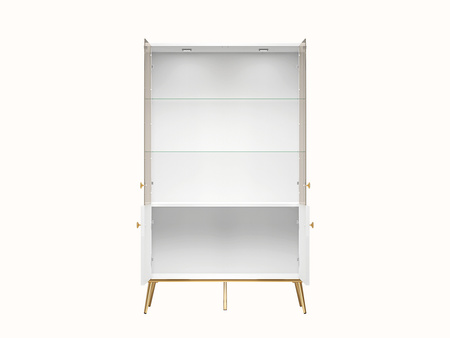 Witryna wysoka dwudrzwiowa na nóżkach do salonu Goldin 03