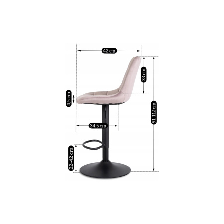 Hoker krzesło barowe tapicerowanez oparciem w stylu glamour różowe
