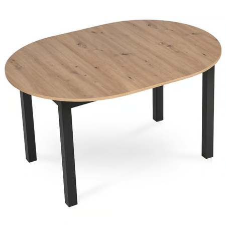 Stół okrągły rozkładany 102-142 cm do salonu dąb artisan/czarny 