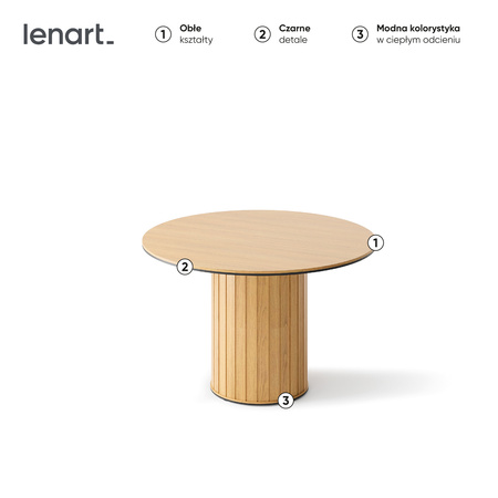 Stół okrągły na jednej nóżce 120 cm do salonu Rotto Lenart