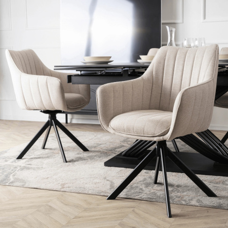 Krzesło kremowe obrotowe nowoczesne tapicerowane Mumbai