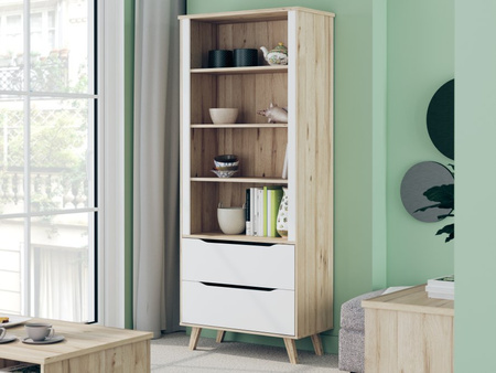 Regał wysoki z szufladnami na nóżkach do salonu VANKKA Forte