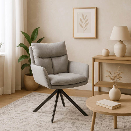 Krzesło obrotowe nowoczesne tapicerowane szare Paul