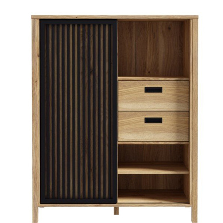 Szafka z półkami i lamelami do salonu w stylu loft Jytana Forte