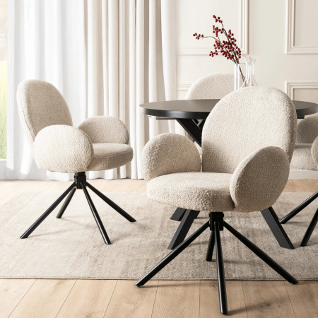 Krzesło obrotowe beżowe tapicerowane  do jadalni Musso