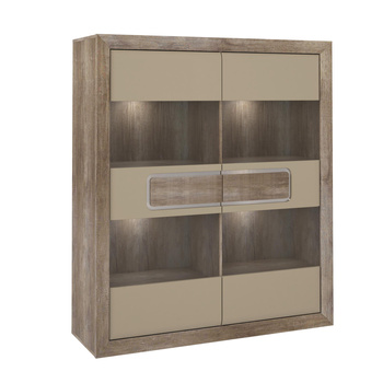 Witryna niska z oświetleniem przeszklona 130 cm do salonu Tiziano Forte