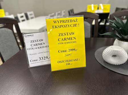 Zestaw stół rozkładany prostokątny z 6 krzesłami Carmen
