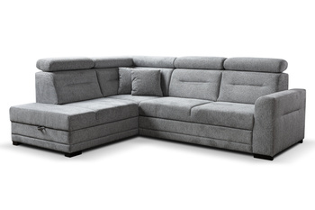 Narożnik rozkładany modułowy z ruchomymi zagłówkami szary Salto