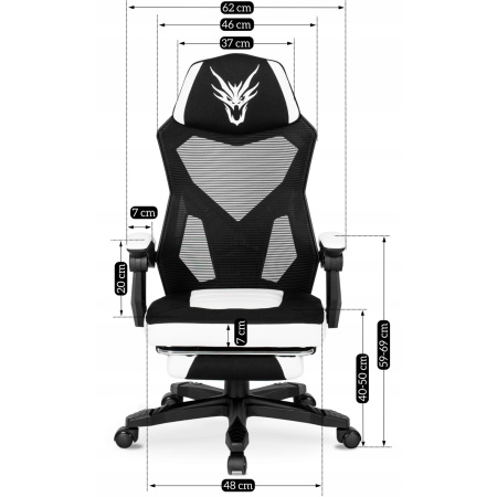 Fotel obrotowy dla gracza nowoczesny czarny/biały