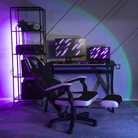 Fotel obrotowy dla gracza nowoczesny czarny/biały