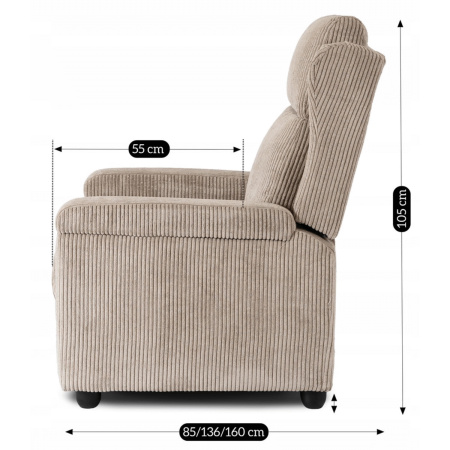 Fotel wypoczynkowy rozkładany z podnóżkiem beżowy 