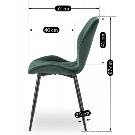 Krzesło do jadalni welurowe pikowane nowoczesne K-453